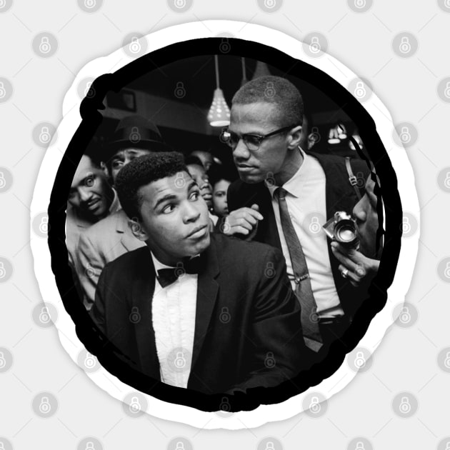 Malcom X and Muhammad Ali - Circle Sticker by UrbanLifeApparel